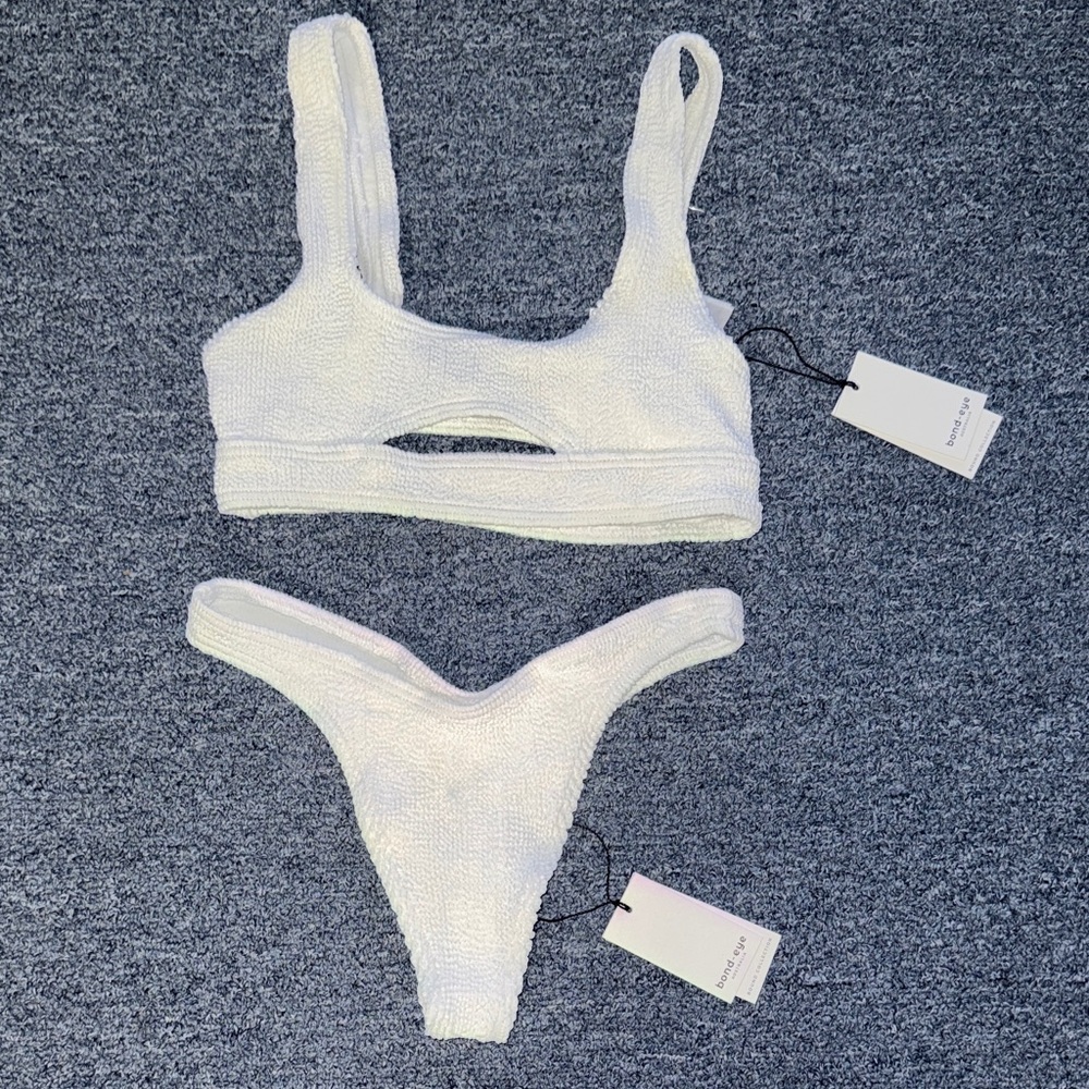Bond eye two piece white bikini
